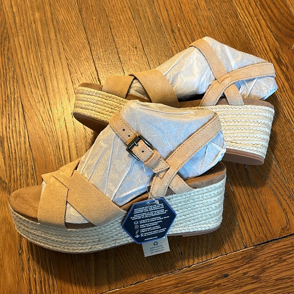 Tom's Willow Platform Sandal Honey Suede Beige size 7.5 - Picture 5 of 9